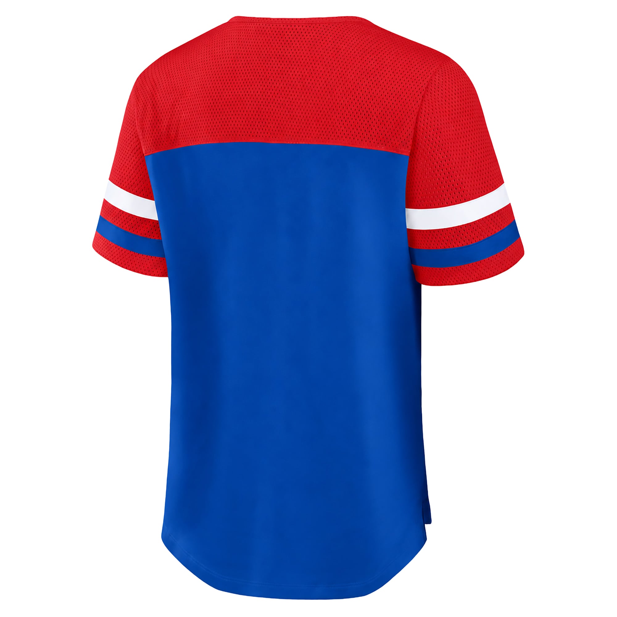 Women's Fanatics Royal/Red New England Patriots Plus Size Throwback Curl Route Lace-Up T-Shirt